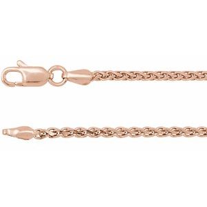 14K Rose Gold Diamond-Cut Wheat Chain, Length: 16 In, Width: 2 Mm