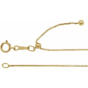 14K Yellow Gold-Filled Spring Ring Adjustable Box Chain, Length: 16-22 In, Width: .85 Mm