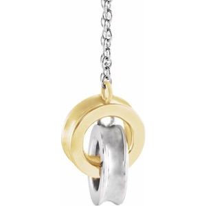 14K White/Yellow Gold 13.19 X 7 Mm 18 In Polished Interlocking Rings Necklace