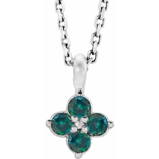 Sterling Silver Round Imitation Alexandrite 2 Mm 16-18 In Polished Imitation Alexandrite Necklace