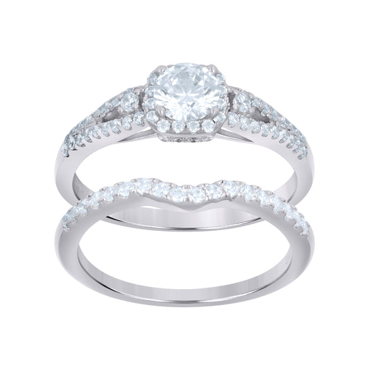 Sterling Silver Womens Cubic-Zirconia Fashion Duo Ring Set Size 6– Elegant Jewelry Gift for Birthday, Anniversary, Engagement, Wedding
