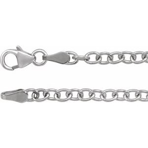 Sterling Silver Lobster Clasp Oval Cable Chain, Length: 7 In, Width: 3.25 Mm