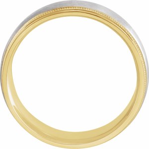 14K Yellow Or White Or Rose Gold 7 mm Milgrain Edge Comfort-Fit Flat Band