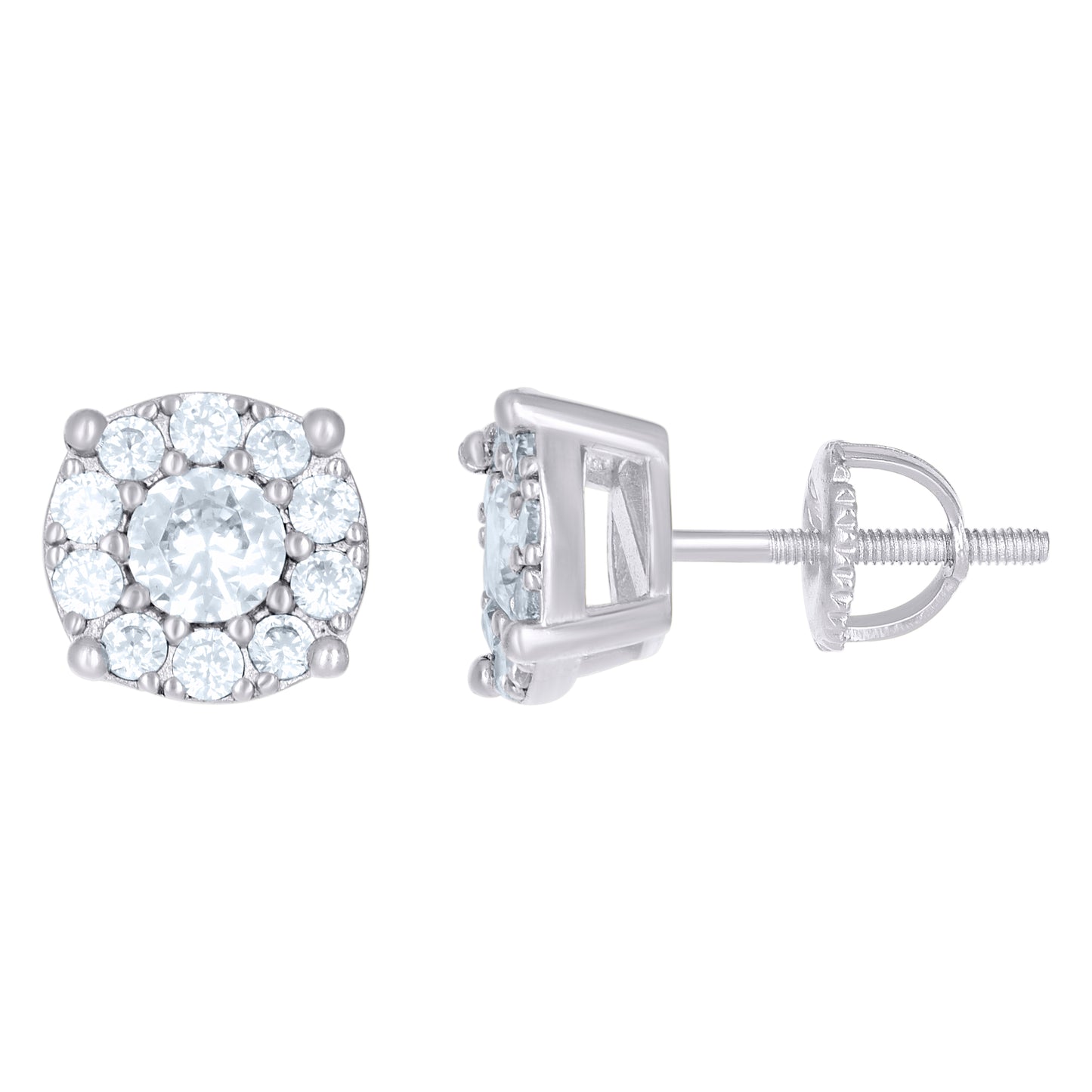 Sterling Silver Or Yellow-Tone Unisex Cubic-Zirconia Fashion Stud Earrings
