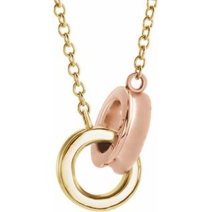 14K Yellow/Rose Gold  13.19 X 7 Mm 18 In Polished Interlocking Rings Necklace