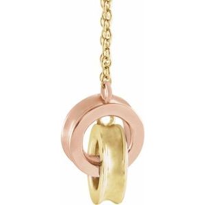 14K Yellow/Rose Gold  13.19 X 7 Mm 18 In Polished Interlocking Rings Necklace