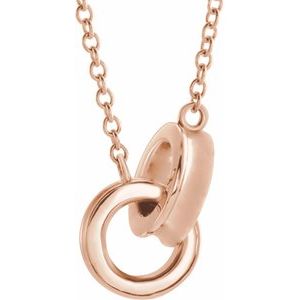 14K Rose Gold 13.19 X 7 Mm 18 In Polished Interlocking Rings Necklace