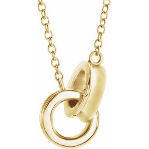 14K Yellow Gold 13.19 X 7 Mm 18 In Polished Interlocking Rings Necklace