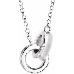 14K White Gold 13.19 X 7 Mm 18 In Polished Interlocking Rings Necklace