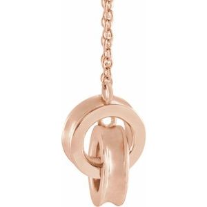 14K Rose Gold 13.19 X 7 Mm 18 In Polished Interlocking Rings Necklace