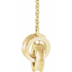 14K Yellow Gold 13.19 X 7 Mm 18 In Polished Interlocking Rings Necklace
