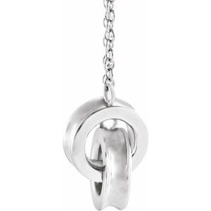 Sterling Silver 13.19 X 7 Mm 18 In Polished Interlocking Rings Necklace