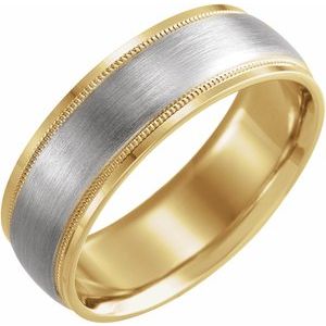 14K Yellow Or White Or Rose Gold 7 mm Milgrain Edge Comfort-Fit Flat Band