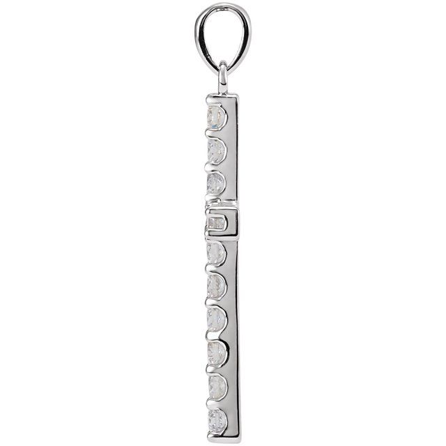 14K White Gold Round 2.5Mm Si1-Si2, G-H Polished Lab-Grown Diamond Cross Pendant