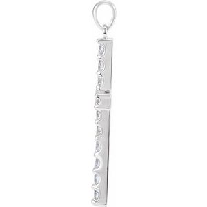 14K Yellow Or White Gold Round 2Mm :: 1/2 Ctw Si1-Si2, G-H Polished Lab-Grown Diamond Cross Pendant