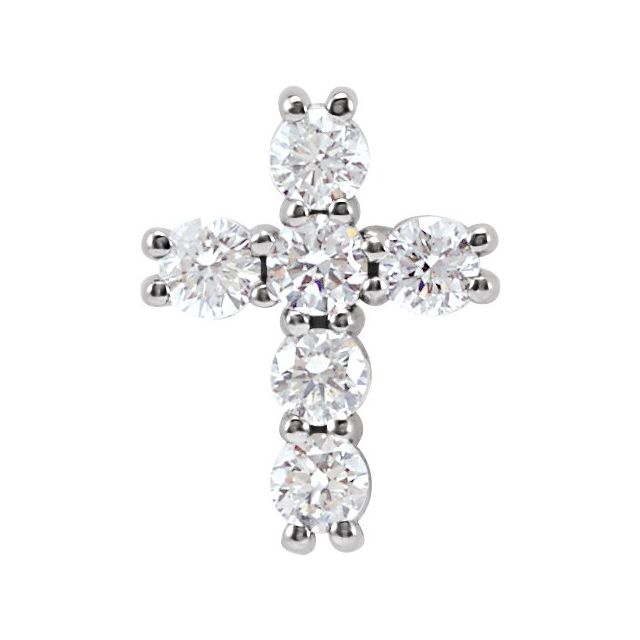 14K Yellow Or White Gold Round  2.2Mm Si1-Si2, G-H Polished 1/4 Ctw Lab-Grown Diamond Cross Pendant