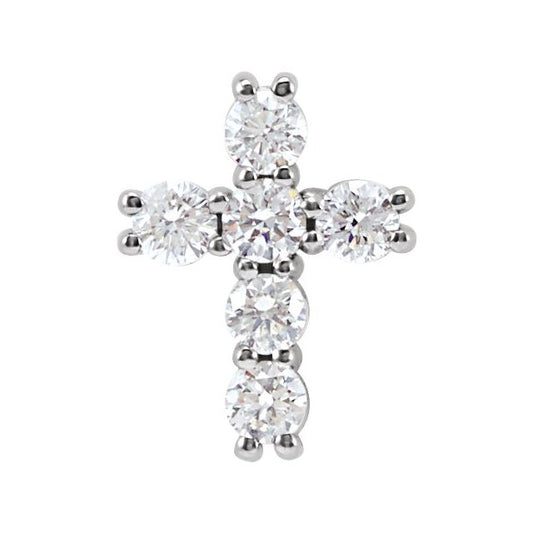 14K Yellow Or White Gold Round  2.2Mm Si1-Si2, G-H Polished 1/4 Ctw Lab-Grown Diamond Cross Pendant