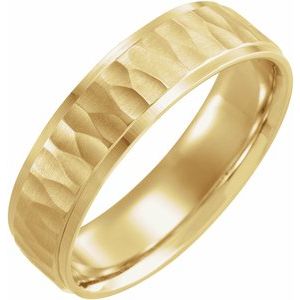 14K Yellow Or White Or Rose Gold Or Platinum 6 mm Stepped-Edge Comfort-Fit Flat Band