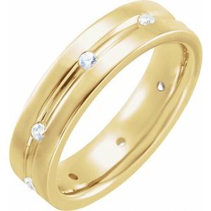 14K Yellow Or White Or Rose Gold Or Platinum Natural Diamond Grooved Band