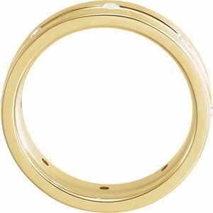 14K Yellow Or White Or Rose Gold Or Platinum Natural Diamond Grooved Band