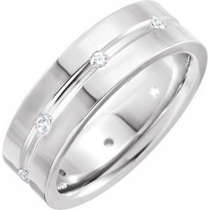 14K Yellow Or White Or Rose Gold Or Platinum Natural Diamond Grooved Band