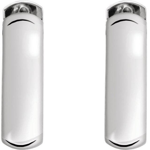 14K White Gold 16 Mm 4.37 Mm Pair Hinged Polished Hinged Earrings