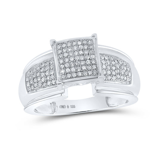 Sterling Silver Diamond Elevated Square Cluster Bridal Wedding Engagement Ring 1/3 Cttw, Womens Size: 5-10