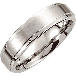 Cobalt 6 mm Satin Finished Ridged Band Size 13
