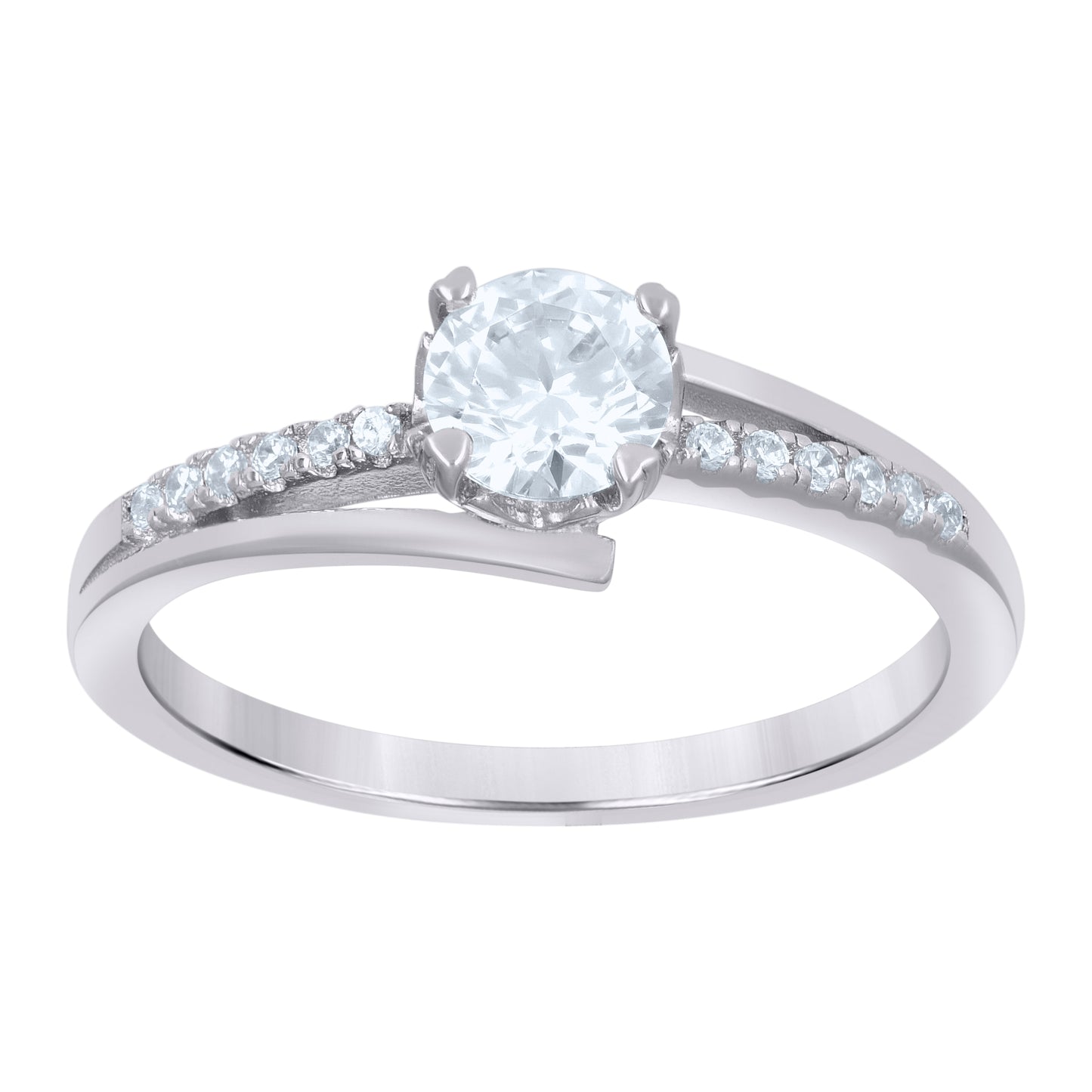 Sterling Silver Women's Cubic-Zirconia Bridal Anniversary Engagement Wedding Ring