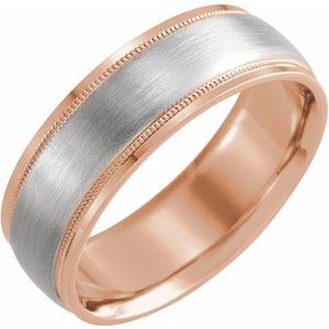 14K Yellow Or White Or Rose Gold 7 mm Milgrain Edge Comfort-Fit Flat Band