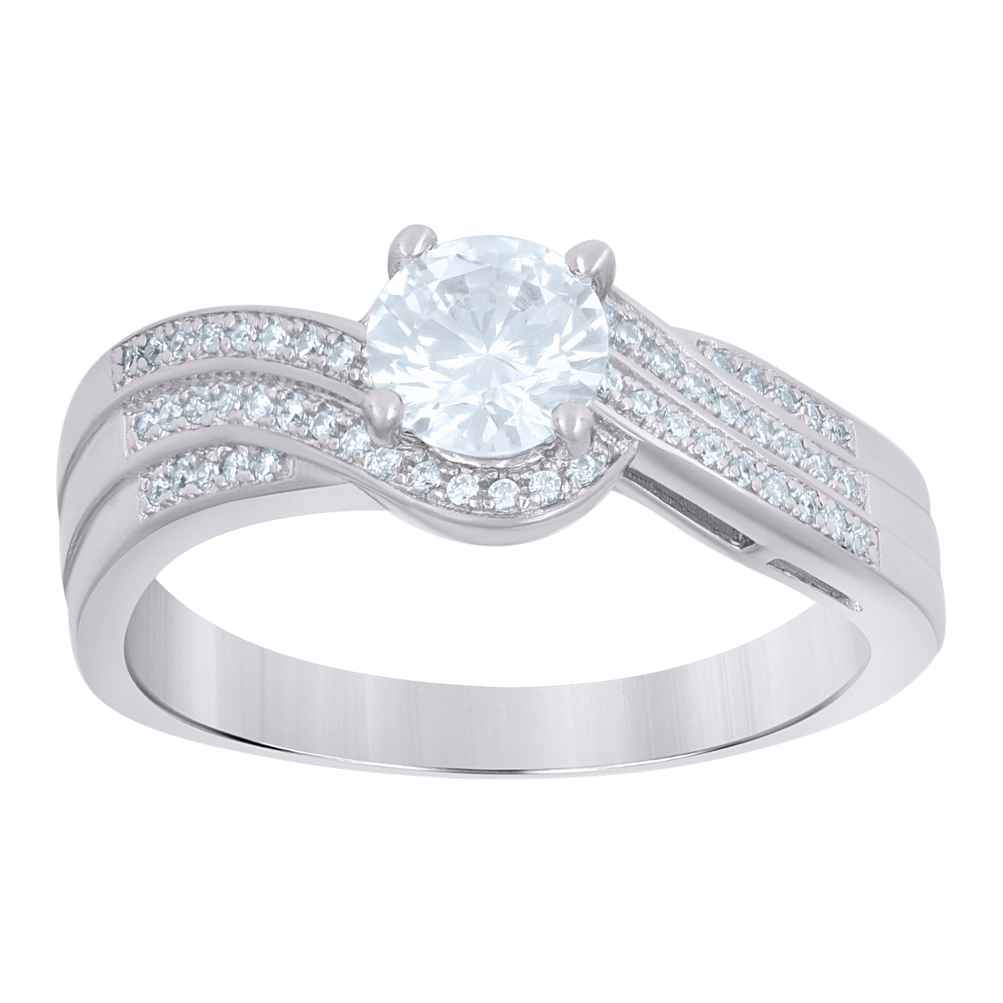 Sterling Silver Women's Cubic-Zirconia Fashion Bridal Anniversary Wedding Engagement Band Ring