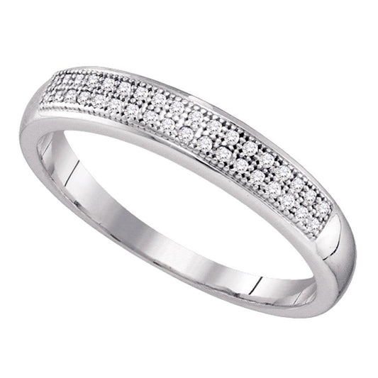 10K Yellow Or White Gold  Womens Round Diamond Pave Band Ring 1/10 Cttw, Womens Size: 5-10