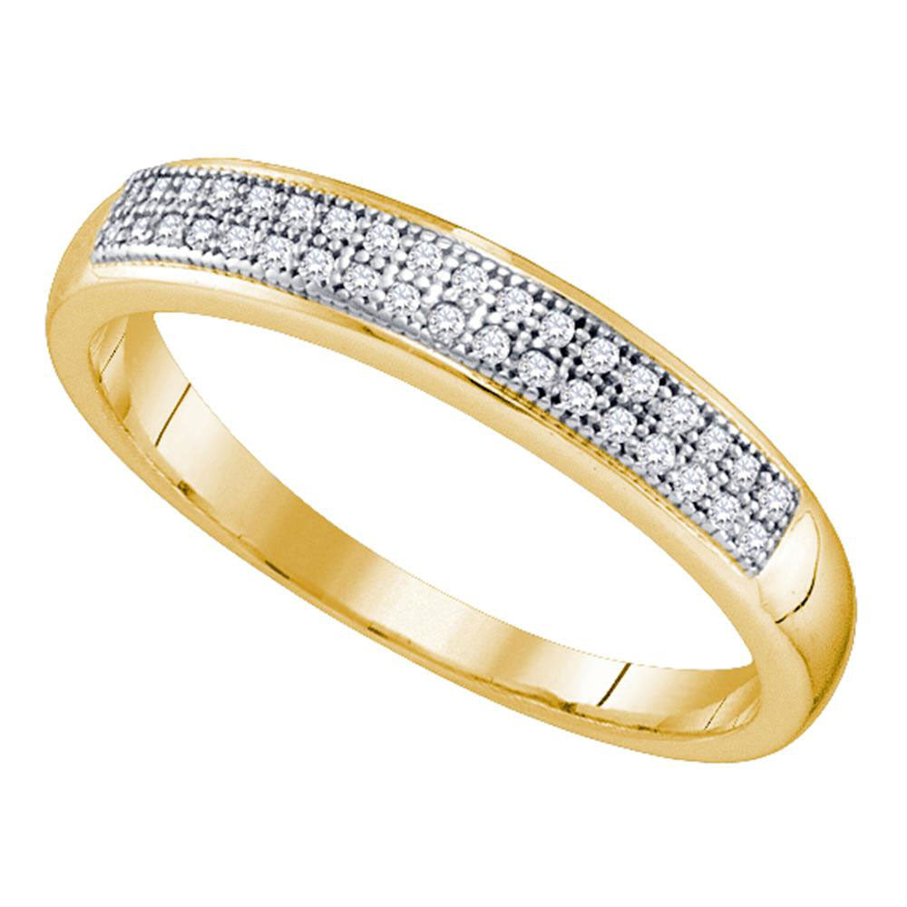 10K Yellow Or White Gold  Womens Round Diamond Pave Band Ring 1/10 Cttw, Womens Size: 5-10