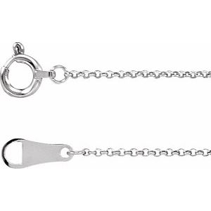 10K White Gold Rolo Chain, Length: 18 In, Width: 1 Mm