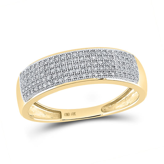 10K Yellow Gold Mens Round Diamond Wedding Band Ring 1/3 Cttw, Mens Size: 7-13