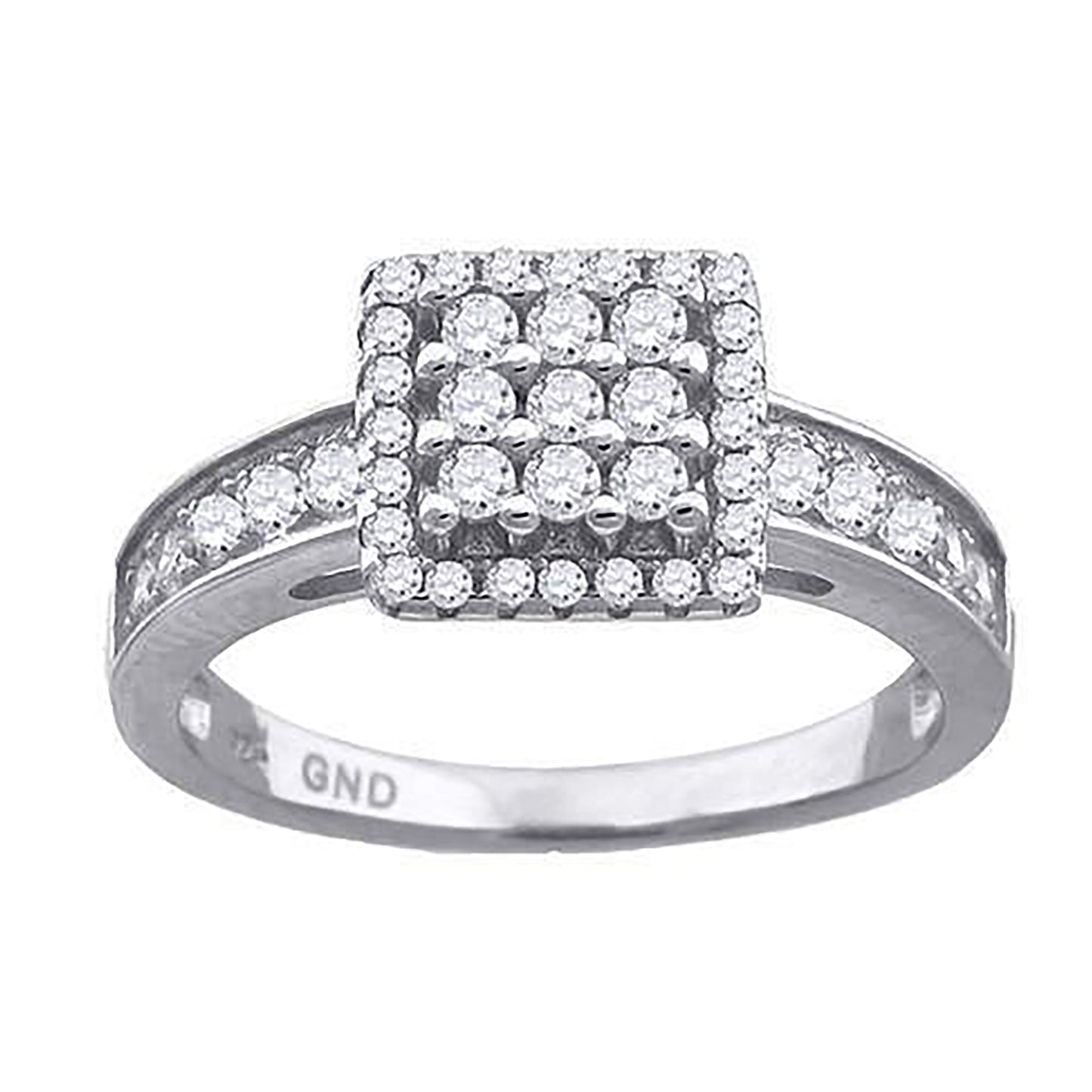 Sterling Silver Womens Cubic-Zirconia Square Head Fashion Bridal Anniversary Wedding Engagement Band Ring