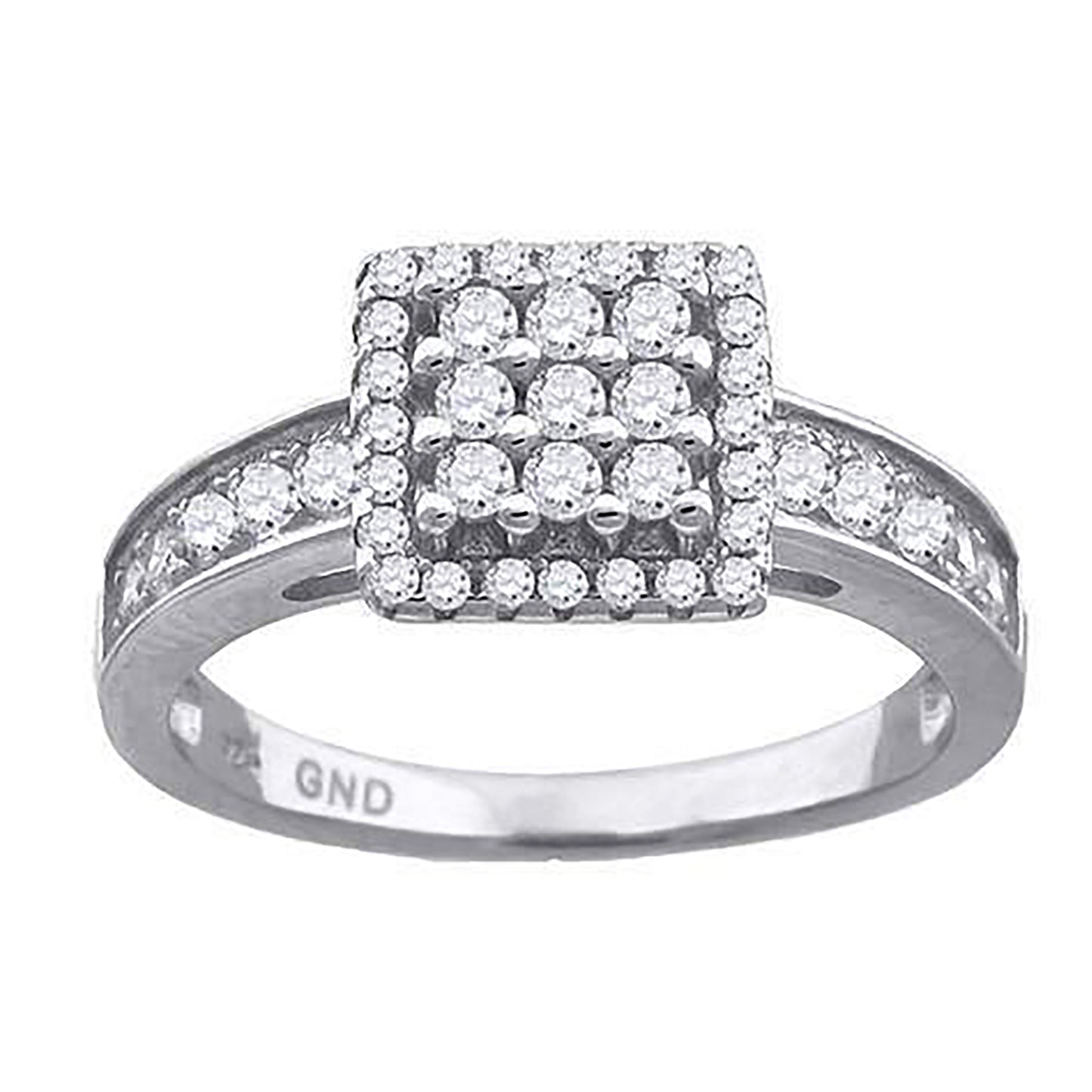 Sterling Silver Womens Cubic-Zirconia Square Head Fashion Bridal Anniversary Wedding Engagement Band Ring