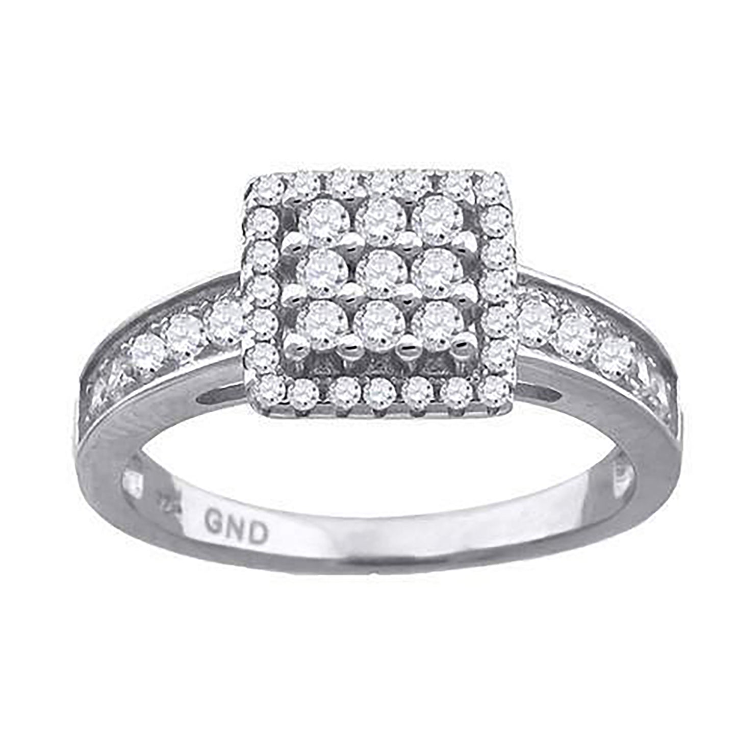 Sterling Silver Womens Cubic-Zirconia Square Head Fashion Bridal Anniversary Wedding Engagement Band Ring