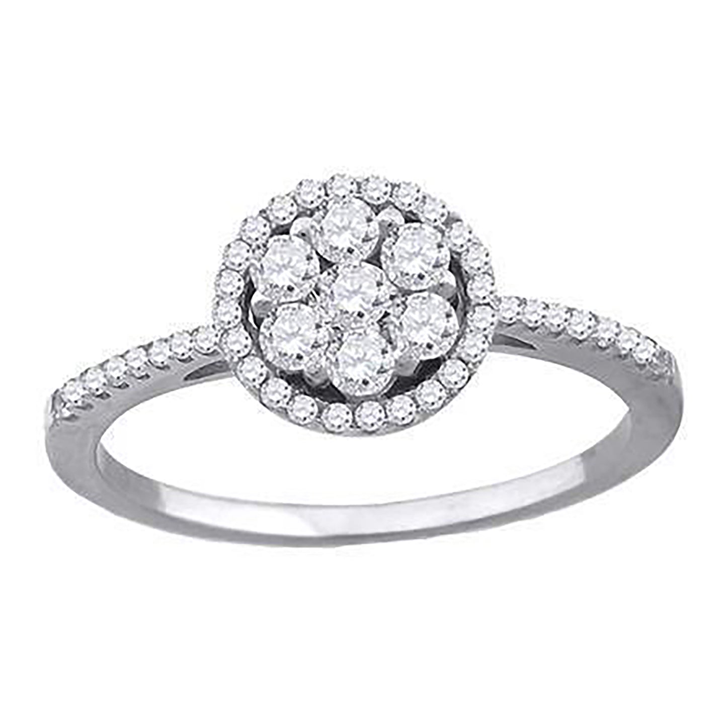 Sterling Silver Women's Cubic-Zirconia Floral Fashion Bridal Anniversary Wedding Engagement Band Ring