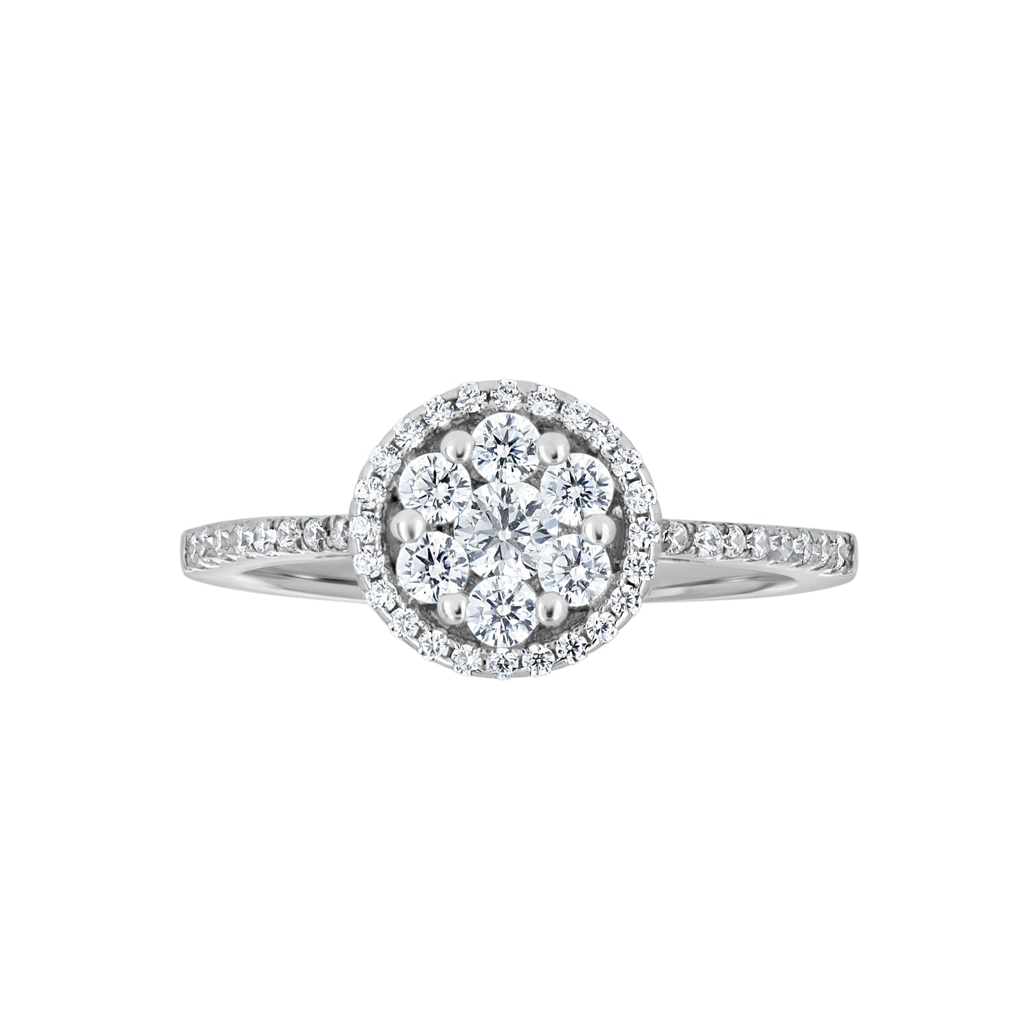 Sterling Silver Women's Cubic-Zirconia Floral Fashion Bridal Anniversary Wedding Engagement Band Ring