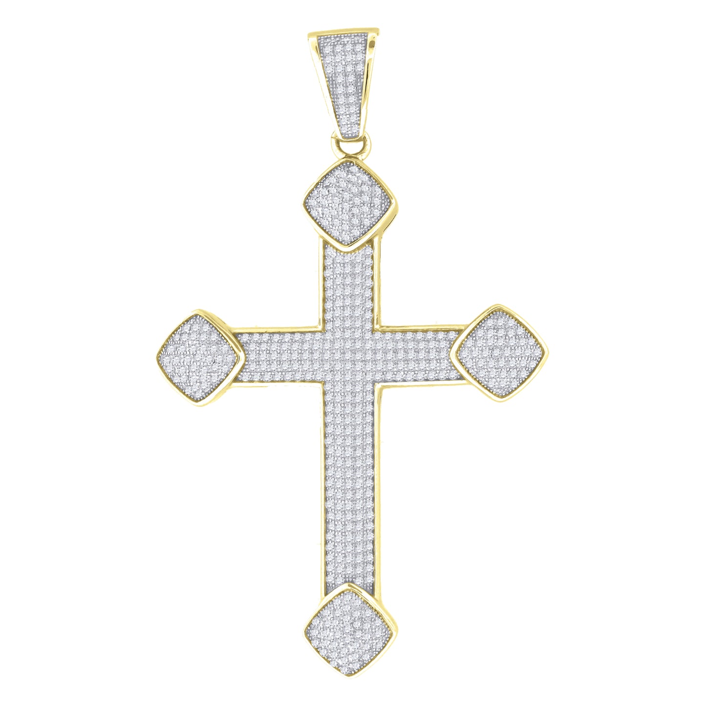 Sterling Silver Or Yellow-Tone Unisex Cubic Zirconia Cross Religious Charm Pendant