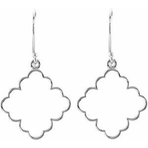 14K White Gold 16.75 X 16.75 Mm Pair Backless Polished Decorative Earrings