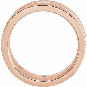 14K Yellow Or White Or Rose Gold Or Platinum Natural Diamond Grooved Band