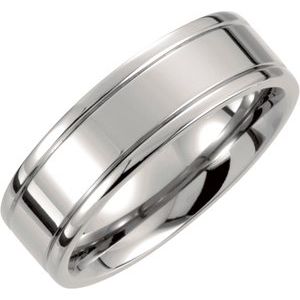 Titanium 7 mm Grooved Band Size 8