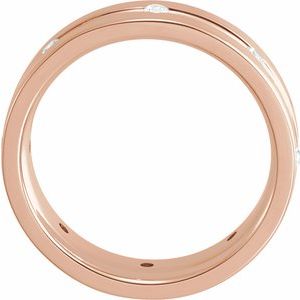 14K Yellow Or White Or Rose Gold Or Platinum Natural Diamond Grooved Band