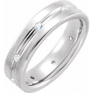 14K Yellow Or White Or Rose Gold Or Platinum Natural Diamond Grooved Band