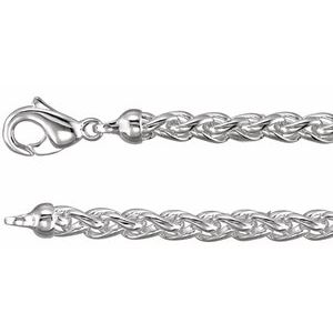 Sterling Silver Lobster Clasp Wheat Chain, Length: 8 In, Width: 6 Mm