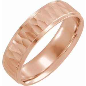 14K Yellow Or White Or Rose Gold Or Platinum 6 mm Stepped-Edge Comfort-Fit Flat Band