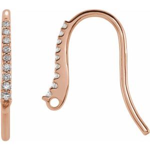14K Rose Gold Round 19.4 X 12.4 Mm G-H I1 .06 Ct Natural Diamond Bishop Hook Earring Top