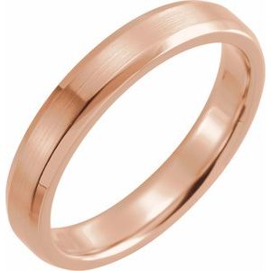 18K Yellow Or White Or Rose Gold Beveled-Edge Band with Satin Finish
